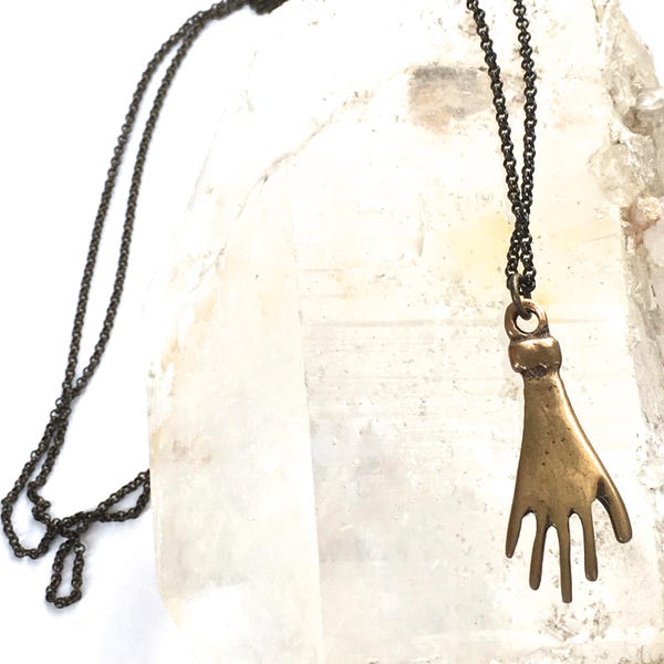 HAND Necklace- Brass or Silver HAND Amulet- Helping Hand Charm Necklace Layering Necklace- Necklace or Pendant with Hand Milagro- Great Gift