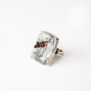 ASTROPHYLLITE DRUZY Ring in Sterling Silver- Raw Mineral Statement Ring-Healing Stone Ring size 5.75 and size 7- Modern, Unisex Mineral Ring