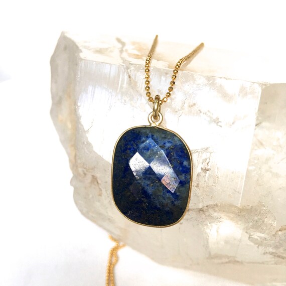 Lapis Lazuli Necklace: Gold Filled Chain, December Birthstone