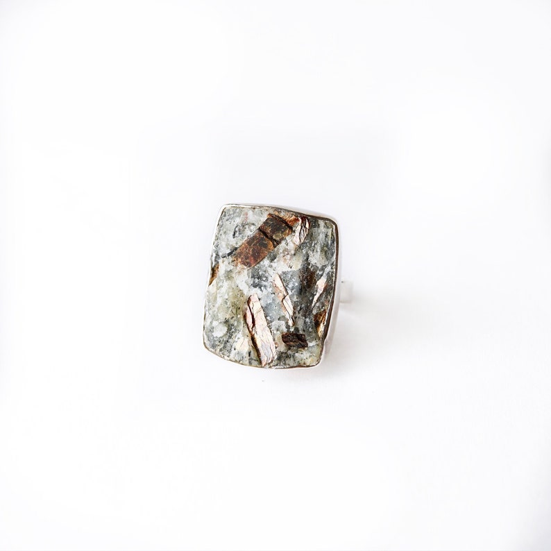 ASTROPHYLLITE DRUZY Ring in Sterling Silver- Raw Mineral Statement Ring-Healing Stone Ring size 5.75 and size 7- Modern, Unisex Mineral Ring