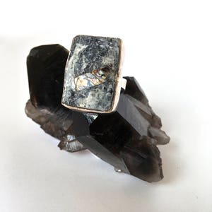 ASTROPHYLLITE DRUZY Ring in Sterling Silver- Raw Mineral Statement Ring-Healing Stone Ring size 5.75 and size 7- Modern, Unisex Mineral Ring