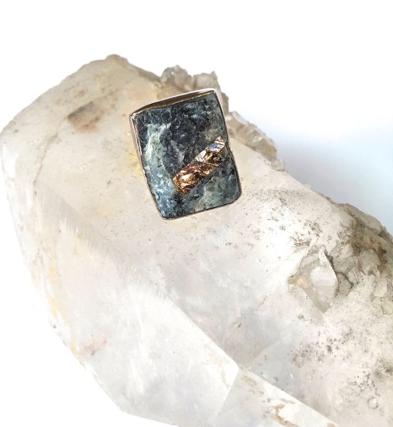ASTROPHYLLITE DRUZY Ring in Sterling Silver- Raw Mineral Statement Ring-Healing Stone Ring size 5.75 and size 7- Modern, Unisex Mineral Ring