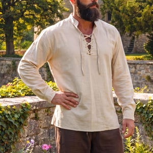 Vintage Lace up Shirt Men's - Etsy