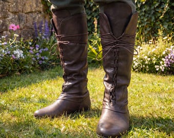 Middeleeuwse volnerf herenlaarzen – Renaissance Knight-schoenen