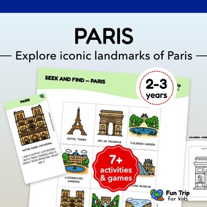 Paris Trip Bundle Level 1 (Ages 2–3) – Printable Travel Games for Kids – Screen-Free Activities – PDF in English