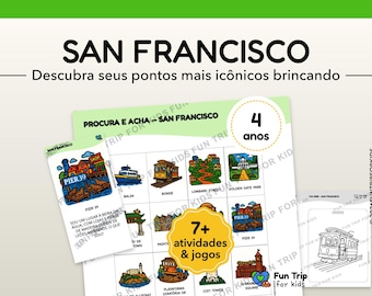 Jogos de Traveles para Crianças San Francisco (4 anos) – Kit Imprimível – Activities Sem Tela – Explore a Cidade Brincando – PDF em Português