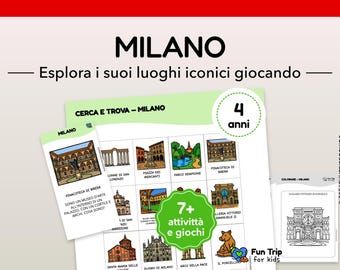 Milan Kit for Kids – Level 2 (4 years) – Printable Travel Games – Screen-Free Activities – PDF in Italian