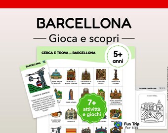 Barcelona Level 3 Kit (5+ years) - Travel Games for Kids - Printable, Screen-Free Activities - PDF in Italian