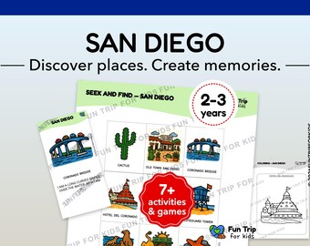 San Diego Travel Games for Kids (Ages 2–3) – Printable Activities – Screen-Free Kit – Explore the City Through Play – PDF in English