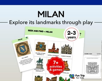 Milan Travel Games for Kids – Level 1 (Ages 2–3) – Printable Activities – Screen-Free Kit – Explore Landmarks Through Play – PDF