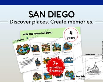 San Diego Travel Games for Kids (Ages 4) – Printable Activities – Screen-Free Kit – Explore the City Through Play – PDF in English