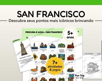 Travel Games for Children San Francisco (5+ years) – Print Kit – Activities Without Canvas – Explore the City of Brincando – PDF in Português
