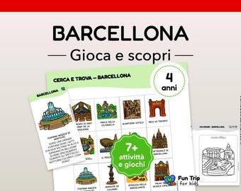 Barcelona Level 2 Kit (4 years) - Travel Games for Kids - Printable, Screen-Free Activities - PDF in Italian