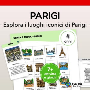 Paris Level 2 Kit (4 years) - Travel Games for Kids - Printable Activities Without Screens - PDF in Italian
