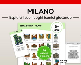 Milan Kit for Kids – Level 3 (ages 5+) – Printable Travel Games – Screen-Free Activities – PDF in Italian