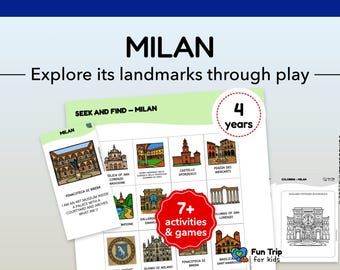 Milan Travel Games for Kids – Level 2 (Age 4) – Printable Activities – Screen-Free Kit – Explore Landmarks Through Play – PDF