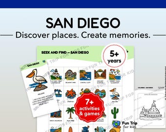 San Diego Travel Games for Kids (Ages 5+) – Printable Activities – Screen-Free Kit – Explore the City Through Play – PDF in English