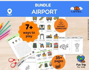 Airport Bundle Level 2 (Ages 4) – Printable Travel Games for Kids – Screen-Free Activities – PDF in English