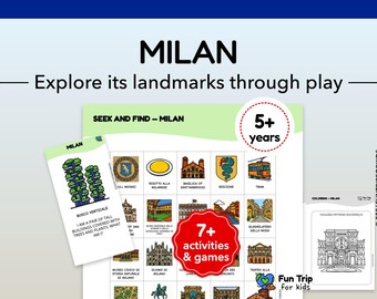 Milan Travel Games for Kids – Level 3 (Ages 5+) – Printable Activities – Screen-Free Kit – Explore Landmarks Through Play – PDF