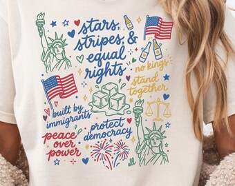 Patriotic USA Shirt, Stars Stripes Equal Rights Tee, Retro America Graphic Tee, Fourth of July Shirt, Freedom Patriotic Gift