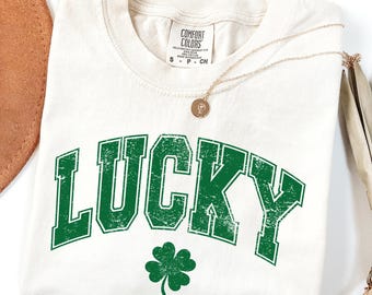 Comfort Colors Lucky T-shirt,Cute Shamrock Shirt,Happy St Patricks Day Shirt,St Pattys Day Outfit,Irish Lucky Day Shirt,St Patricks Day Gift