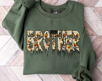 Brother Halloween Sweatshirt, Pumpkin Pattern Crewneck, Spooky Brother Shirt, Fall Family Matching Sweatshirt, Halloween Gift