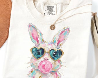 Comfort Colors Floral Bunny Shirt, Coquette Easter Crewneck