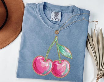 Comfort Colors® Vintage Cherry Shirt, Cherry Tee, Fruit Shirt, Summer Shirt, Food Lover Gift, Cherry Lover Gift, Retro Cherry Shirt,