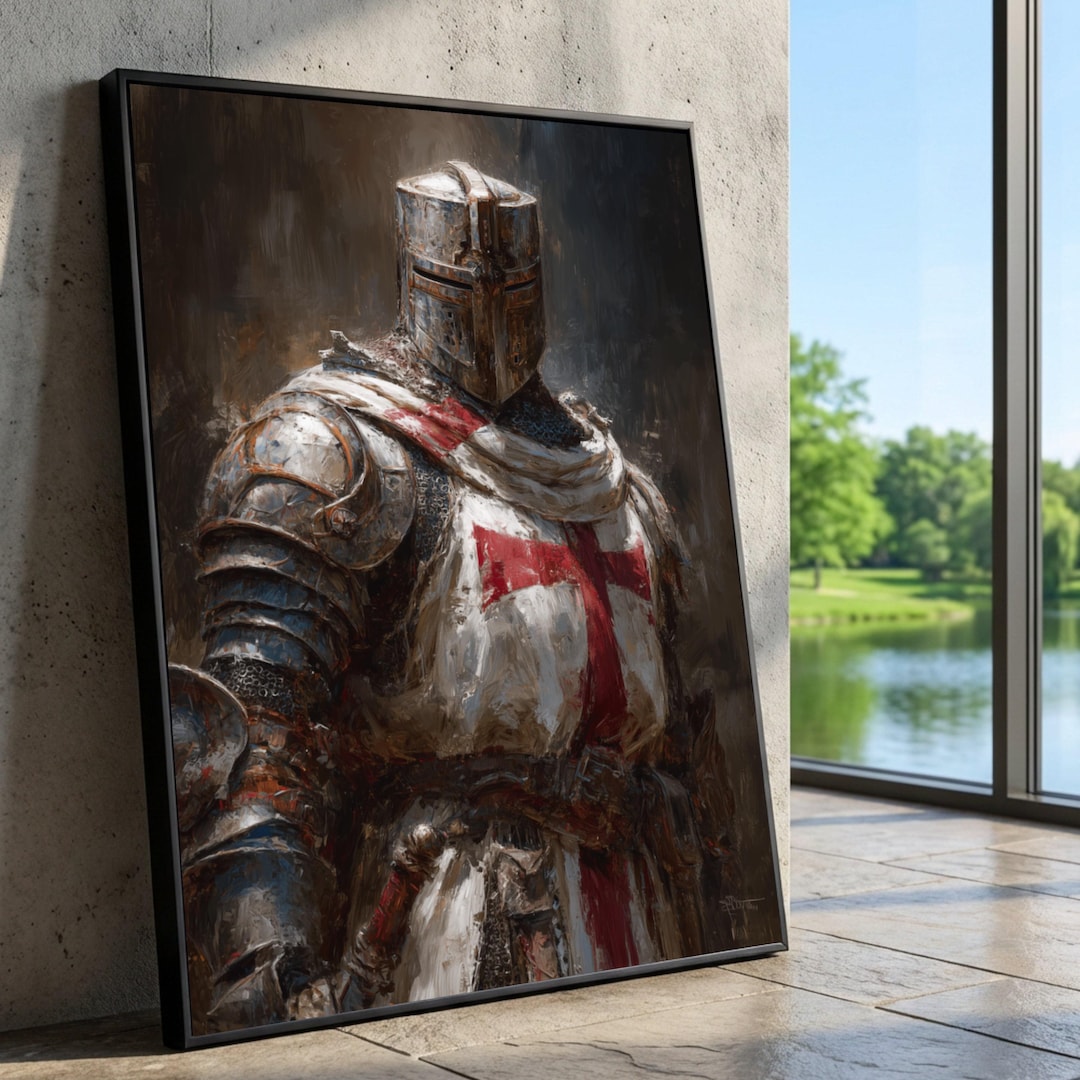 Knight Templar Armor Canvas, Medieval Crusader Wall Art - Etsy