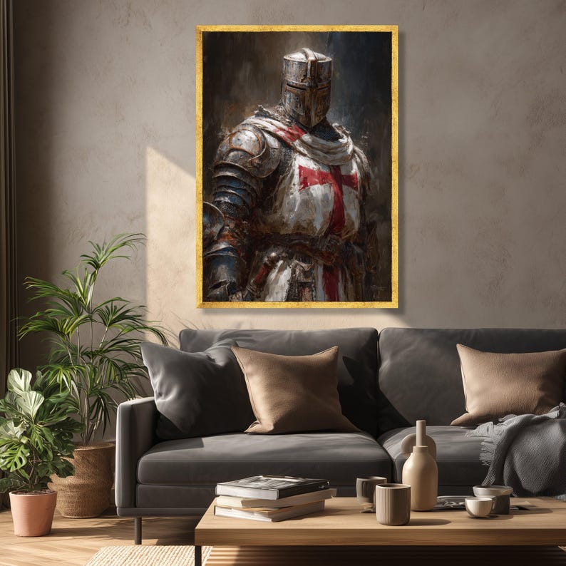 Knight Templar Armor Canvas, Medieval Crusader Wall Art - Etsy