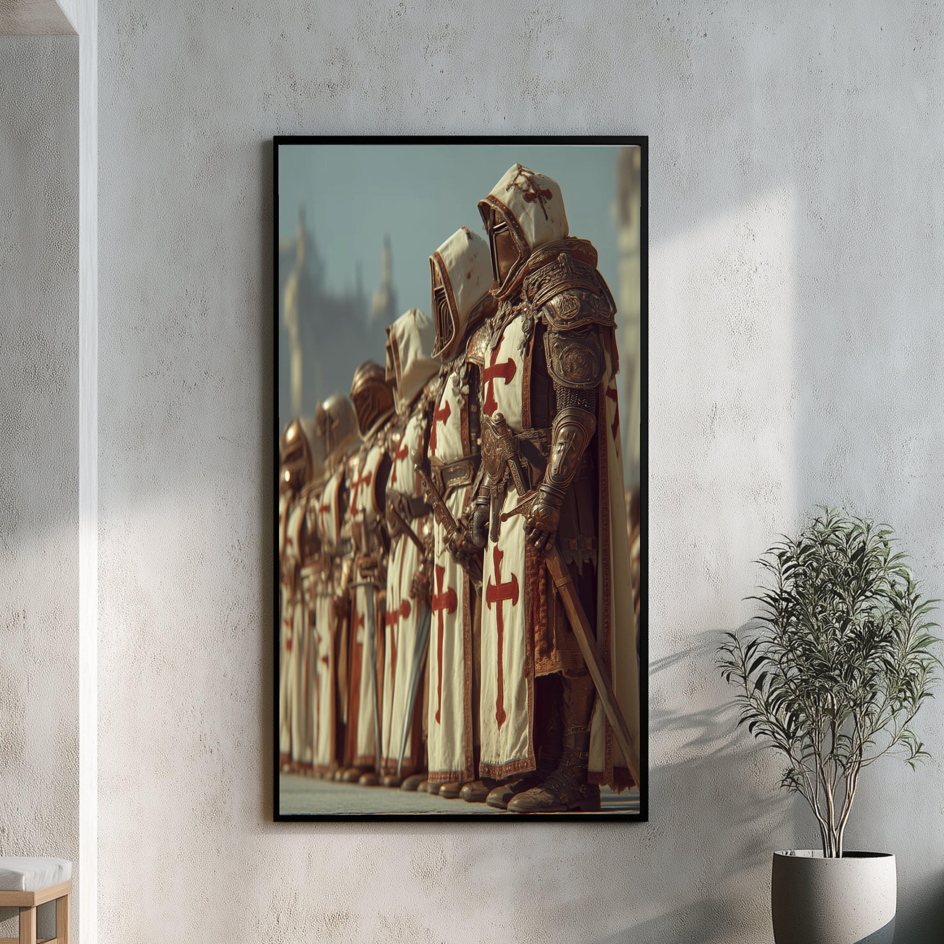Knight Templar Canvas Print, Medieval Crusader Wall Art, Gothic Home ...
