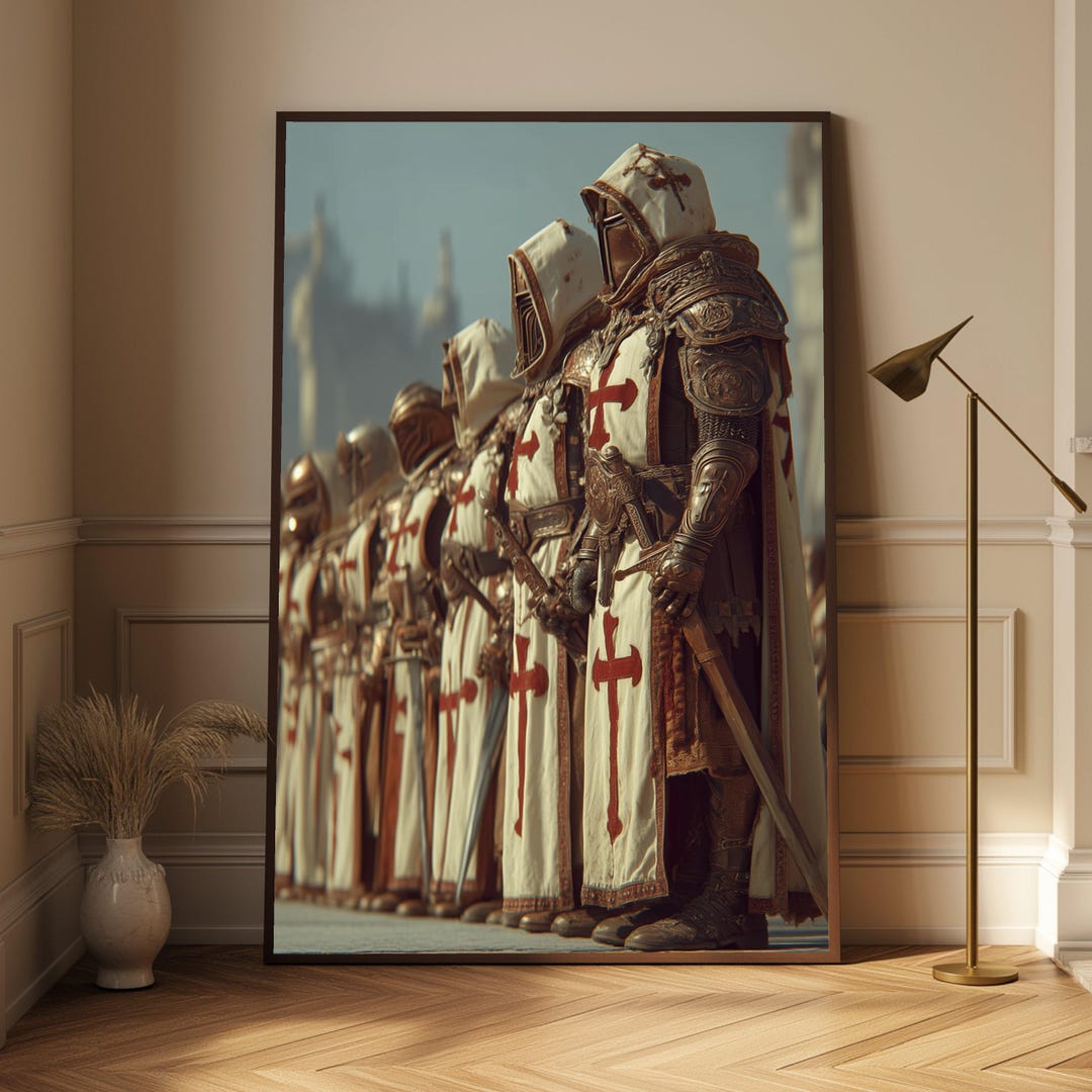 Knight Templar Canvas Print, Medieval Crusader Wall Art, Gothic Home ...