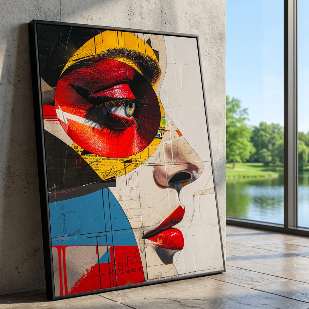 Modern Abstract Female Portrait Canvas, Urban Street Art Wall Decor ...