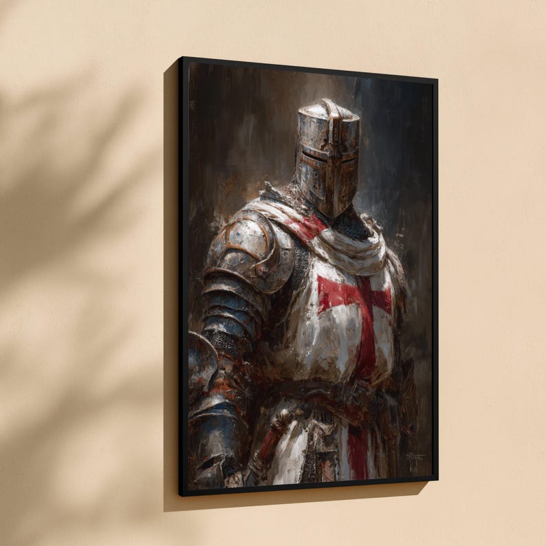 Knight Templar Armor Canvas, Medieval Crusader Wall Art - Etsy