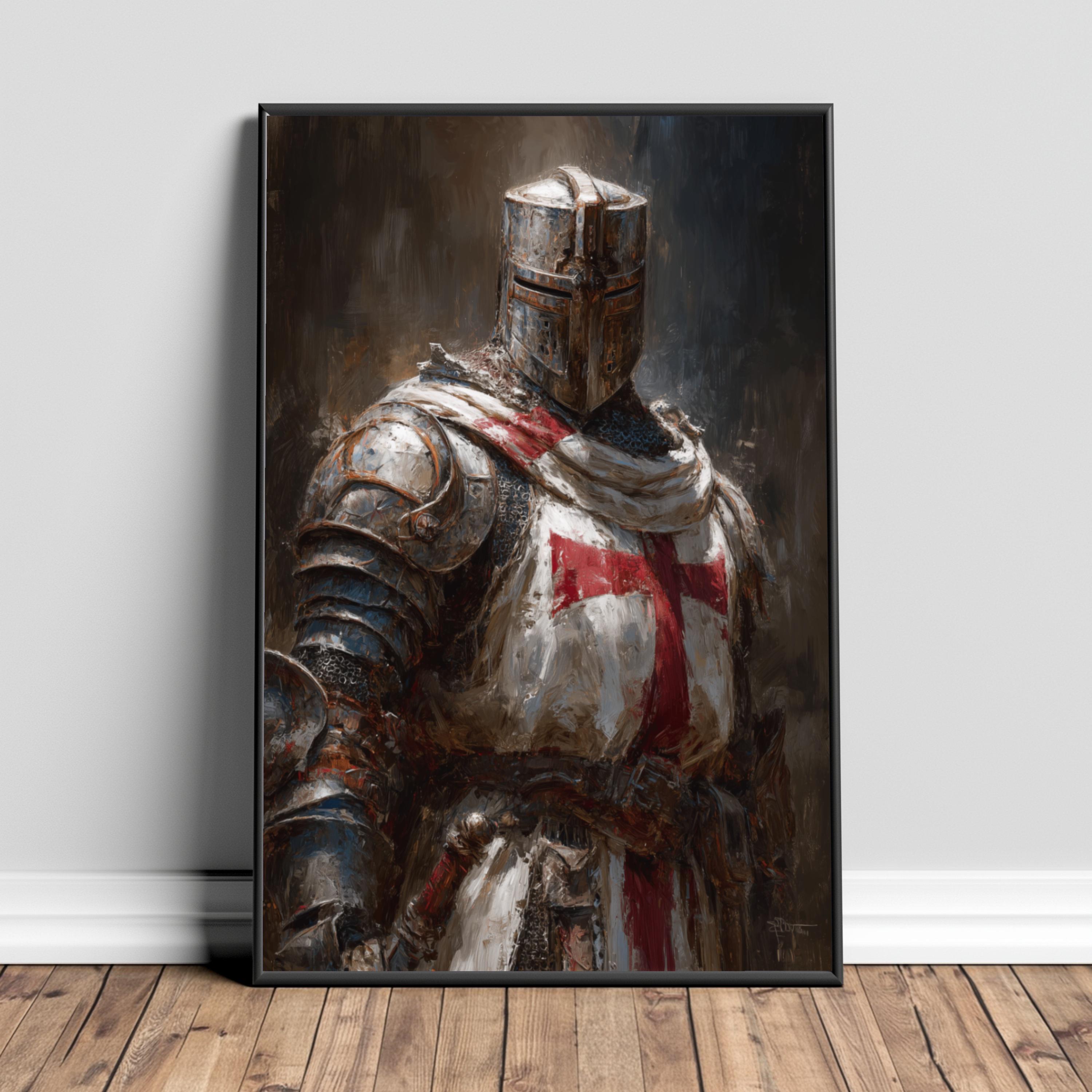 Knight Templar Armor Canvas, Medieval Crusader Wall Art - Etsy
