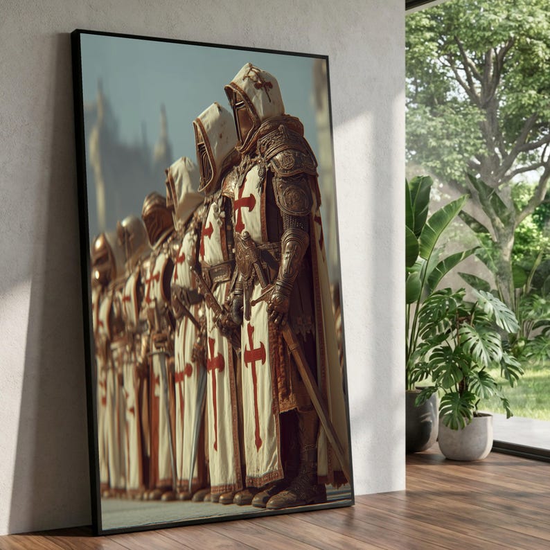 Knight Templar Canvas Print, Medieval Crusader Wall Art, Gothic Home ...