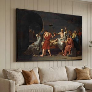 Sokrates död Canvastavla, klassisk filosofimålning, historisk grekisk konst, reproduktion av konst, heminredning, redo att hängas