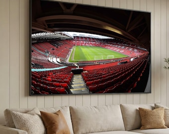 Old Trafford Stadion Innen-Leinwand, Fußballplatz von Fussball-Spiel, Sportschauplatz Wandkunst, Stadion-Leinwand, Teamgeist Dekoration