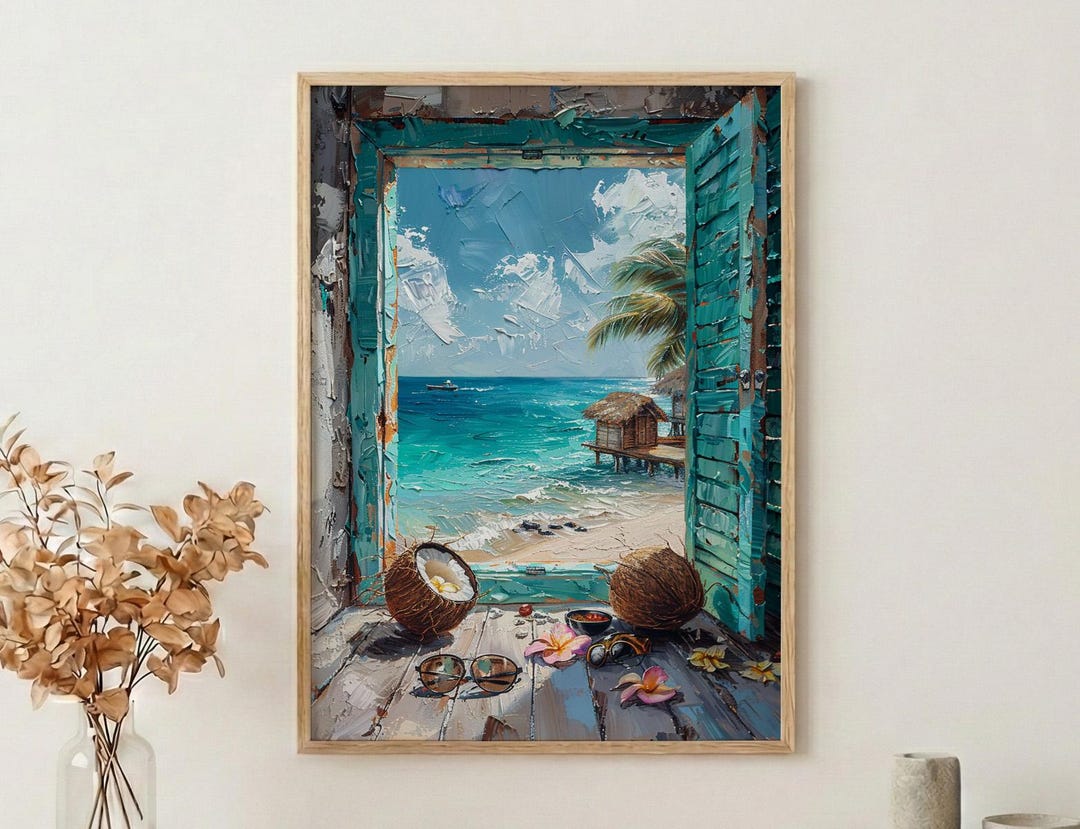 Maldives Art Print, Tropical Ocean Poster, Overwater Villa Wall Art ...