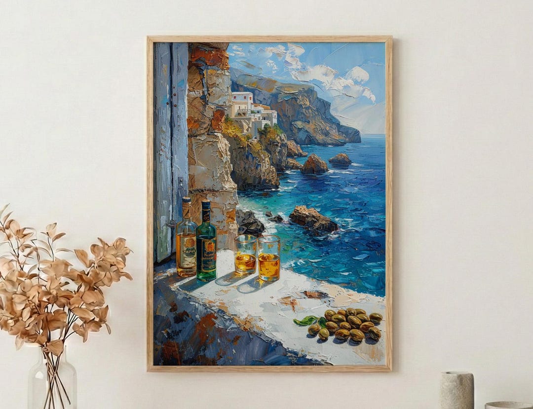 Santorini Art Print, Greece Window Wall Art, Blue Dome Poster ...