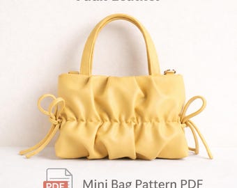 Patrón de costura en PDF para bolso nube fruncido / Bolso tipo dumpling de piel sintética / Ideal para principiantes con videotutorial / Descarga digital instantánea