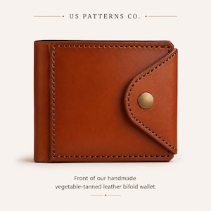 Patrón de cartera de cuero en PDF, patrón de cartera plegable, plantilla para cartera de cuero DIY, tutorial en vídeo imprimible en formato A4 (carta estadounidense), patrón para manualidades en cuero.
