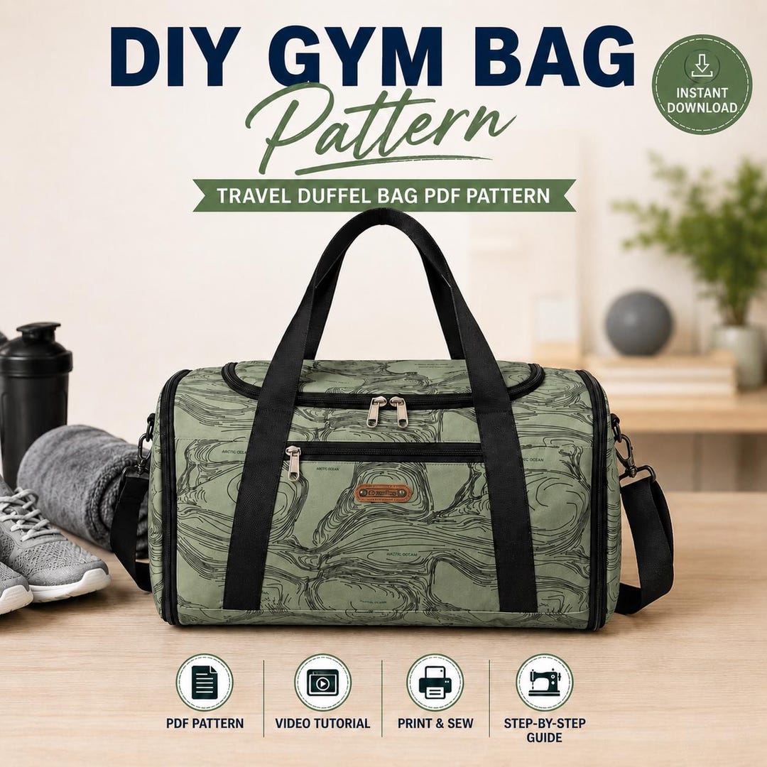 Travel Duffel Bag PDF Pattern | Gym Bag Sewing Pattern | Large Carry on ...
