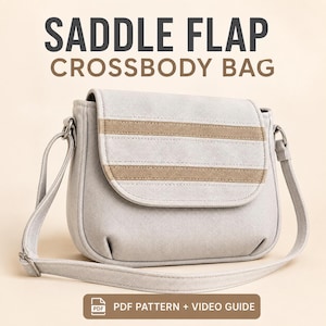 Patrón de bolso bandolera en PDF, patrón de bolso de hombro, patrón de costura para bolso cruzado, patrón de bolso imprimible en PDF, patrón de bolso cruzado de mezclilla