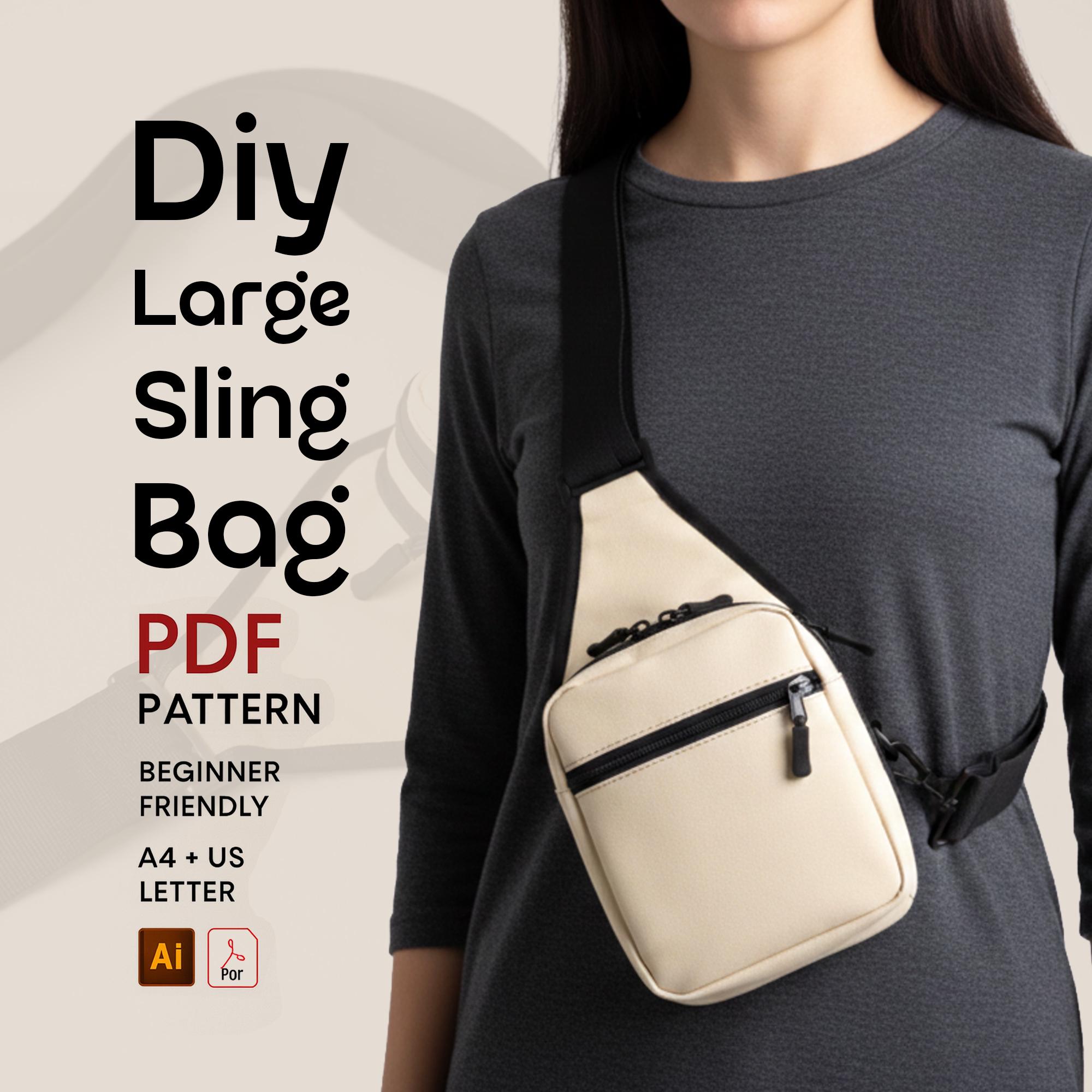 Large Sling Bag PDF Sewing Pattern & Tutorial – Reversible Slouchy Hobo ...