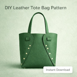Patrón de bolso de mano de cuero, patrón de bolso en PDF para coser, patrón de bolso DIY, bolso de cuero ideal para principiantes, descarga instantánea + guía en vídeo.