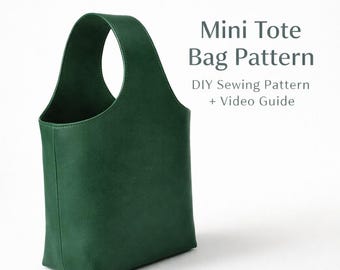 Cartamodello PDF per mini borsa in pelle con video tutorial, cartamodello per borsa in tessuto, cartamodello fai da te per mini borsa tote, piccola borsa a tracolla