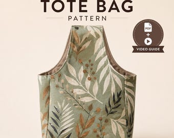 Patrón de costura en PDF para mini bolso tote, bolso pequeño para principiantes con asa incorporada, videotutorial + guía escrita, descarga instantánea.