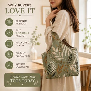 Mini Tote Bag Sewing Pattern PDF, Beginner Small Tote with Built-In Handle, Video Tutorial + Written Guide, Instant Download image 7