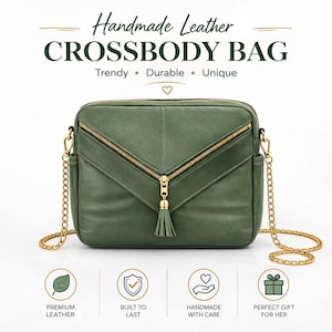 Patrón PDF para bolso bandolera de cuero, patrón de costura para bolso hecho a mano, video tutorial para bolso de cuero DIY, patrón para bolso de hombro pequeño, regalo para ella.